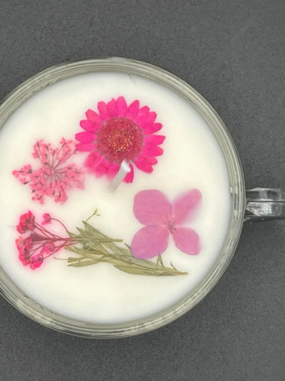 Pink Petal Frosted Glass Teacup Candle